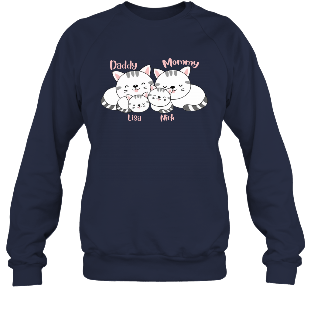 Cats and family name member ( Customized Name ) Sweatshirt Sweatshirt Navy