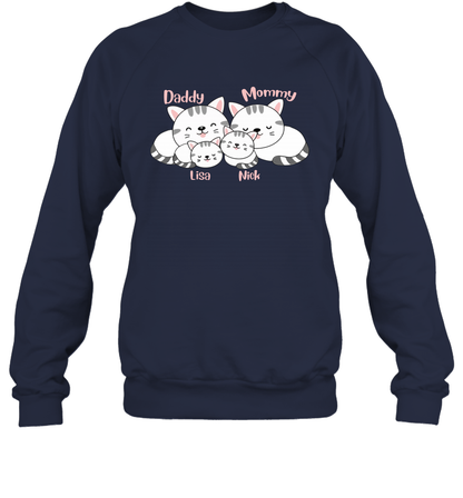 Cats and family name member ( Customized Name ) Sweatshirt Sweatshirt Navy