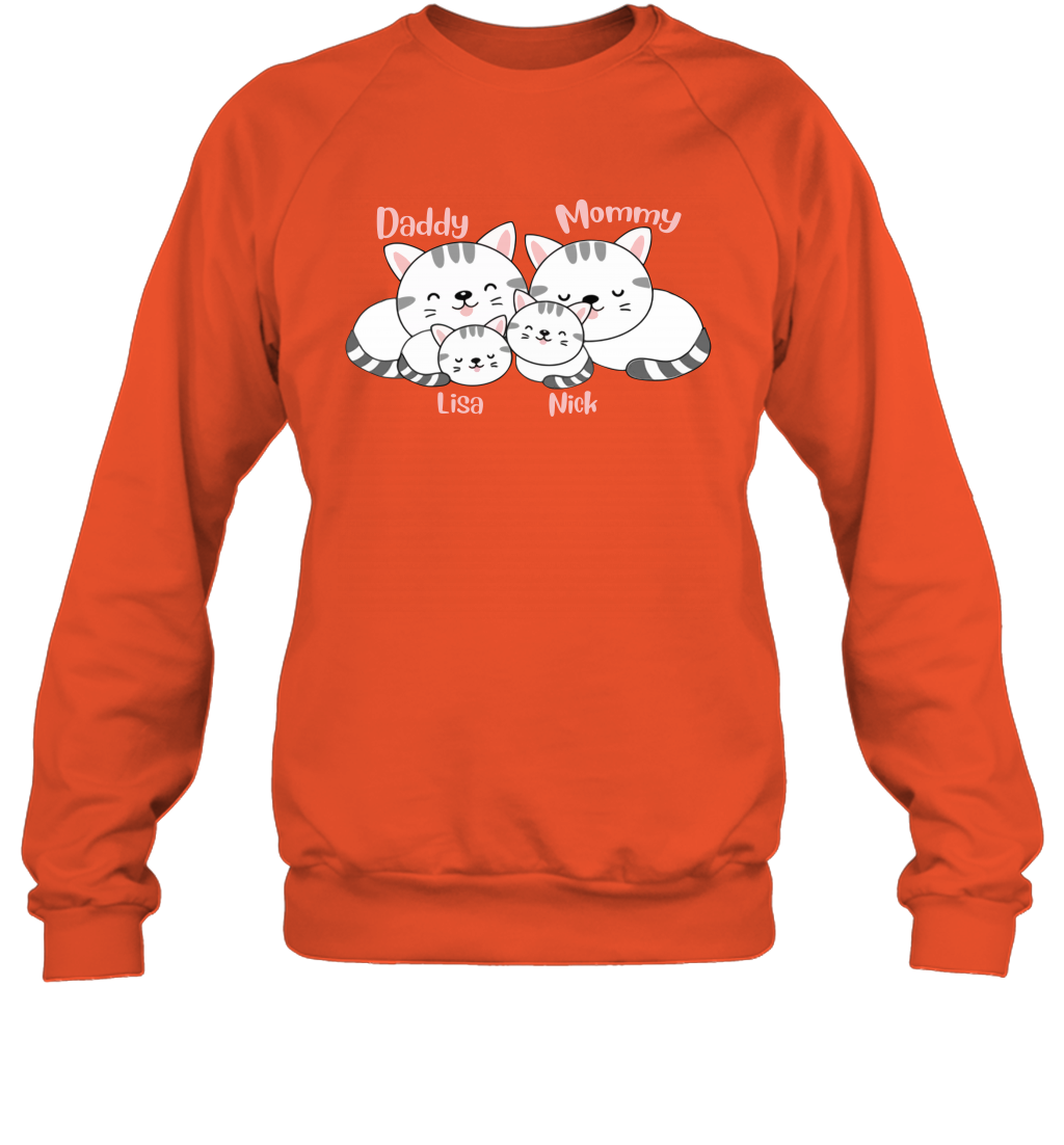 Cats and family name member ( Customized Name ) Sweatshirt Sweatshirt Orange