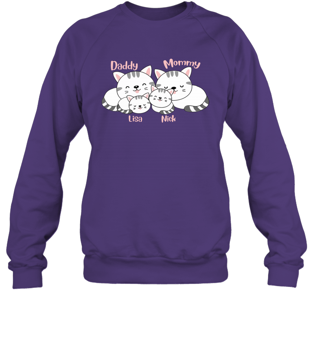 Cats and family name member ( Customized Name ) Sweatshirt Sweatshirt Purple