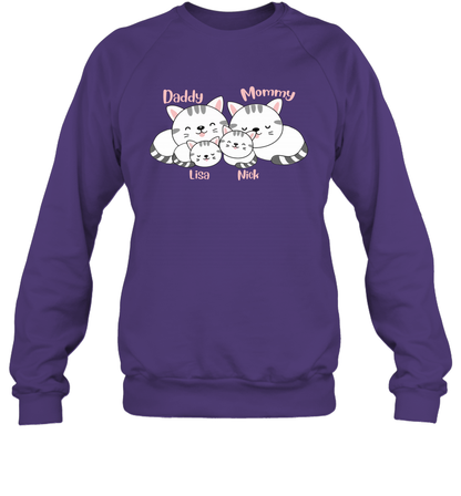 Cats and family name member ( Customized Name ) Sweatshirt Sweatshirt Purple