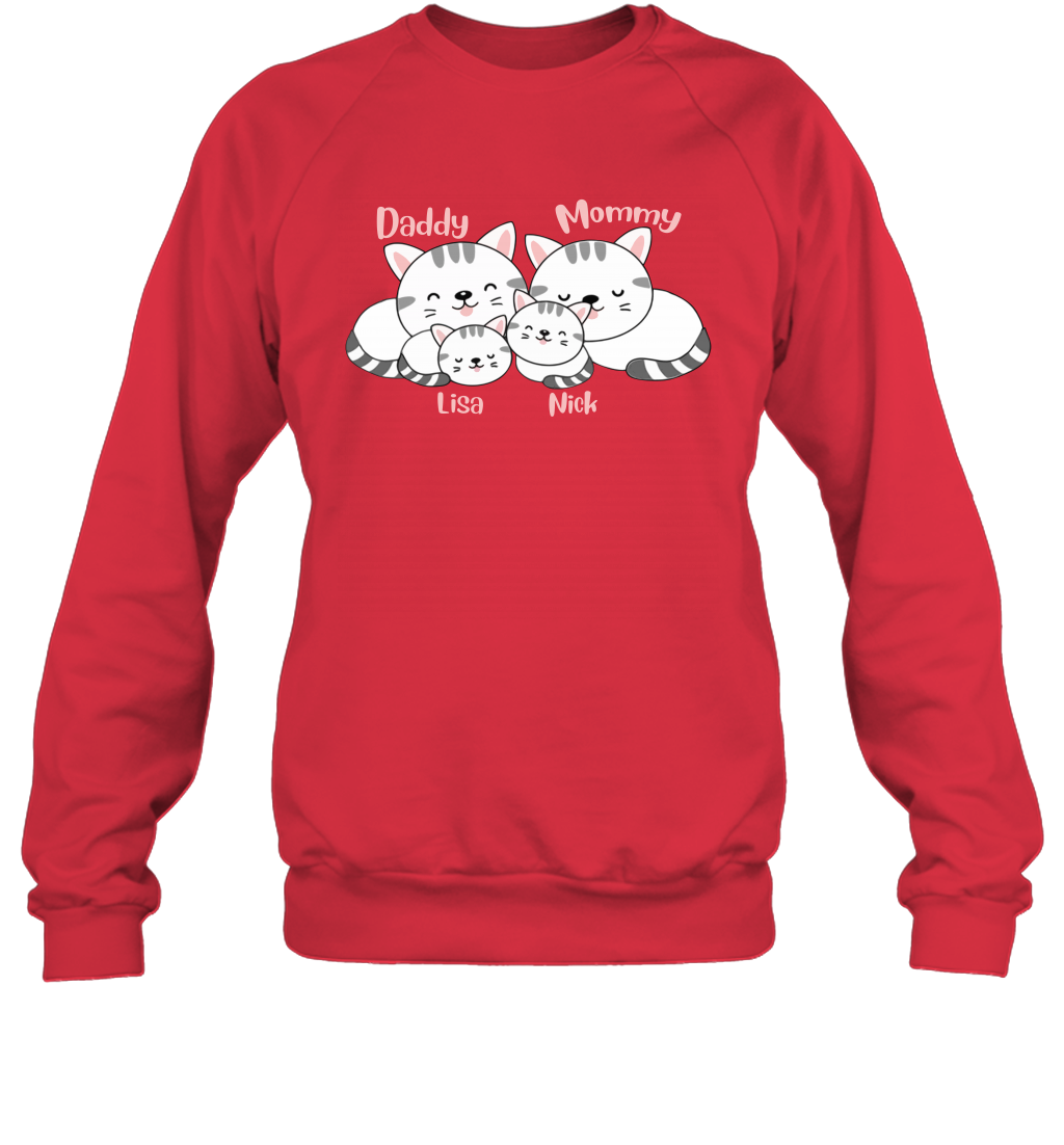 Cats and family name member ( Customized Name ) Sweatshirt Sweatshirt Red