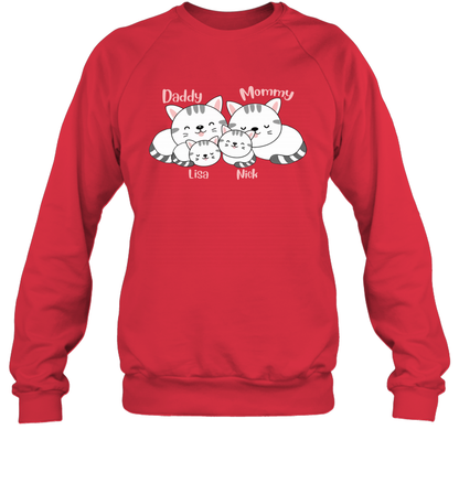 Cats and family name member ( Customized Name ) Sweatshirt Sweatshirt Red