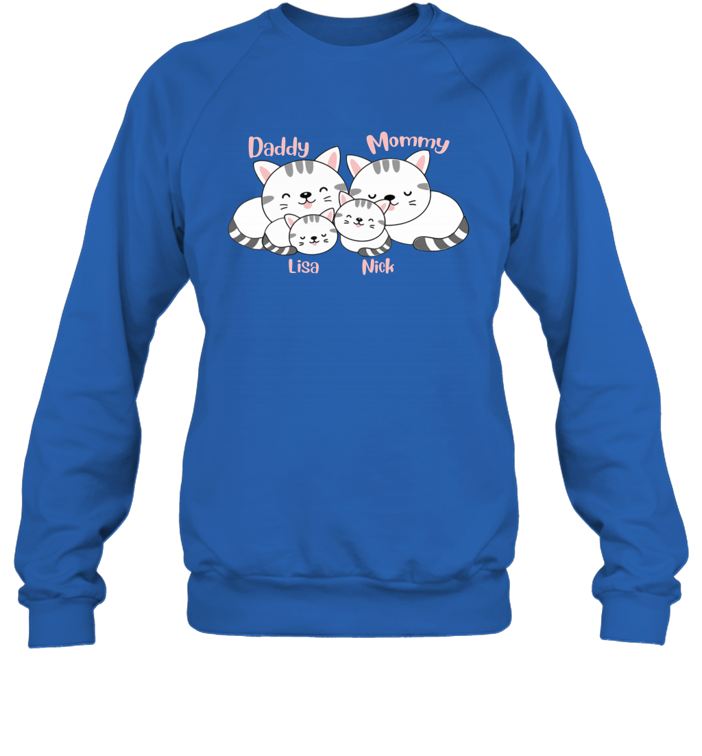 Cats and family name member ( Customized Name ) Sweatshirt Sweatshirt Royal