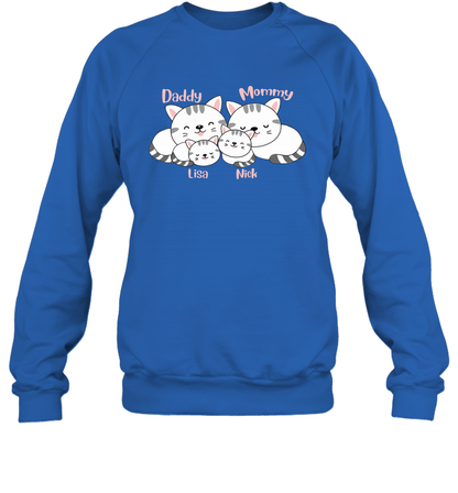 Cats and family name member ( Customized Name ) Sweatshirt Sweatshirt Royal
