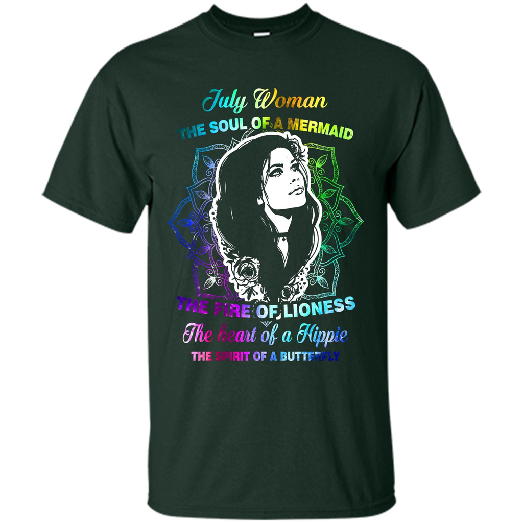 July Woman T-shirt The Heart Of A Hippie Forest Green