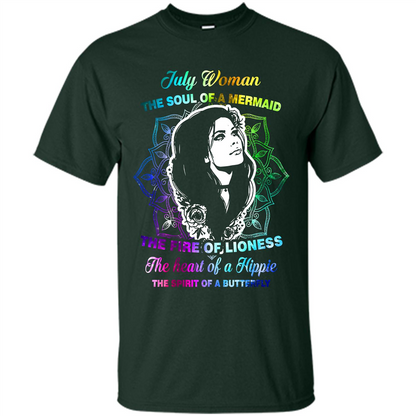 July Woman T-shirt The Heart Of A Hippie Forest Green