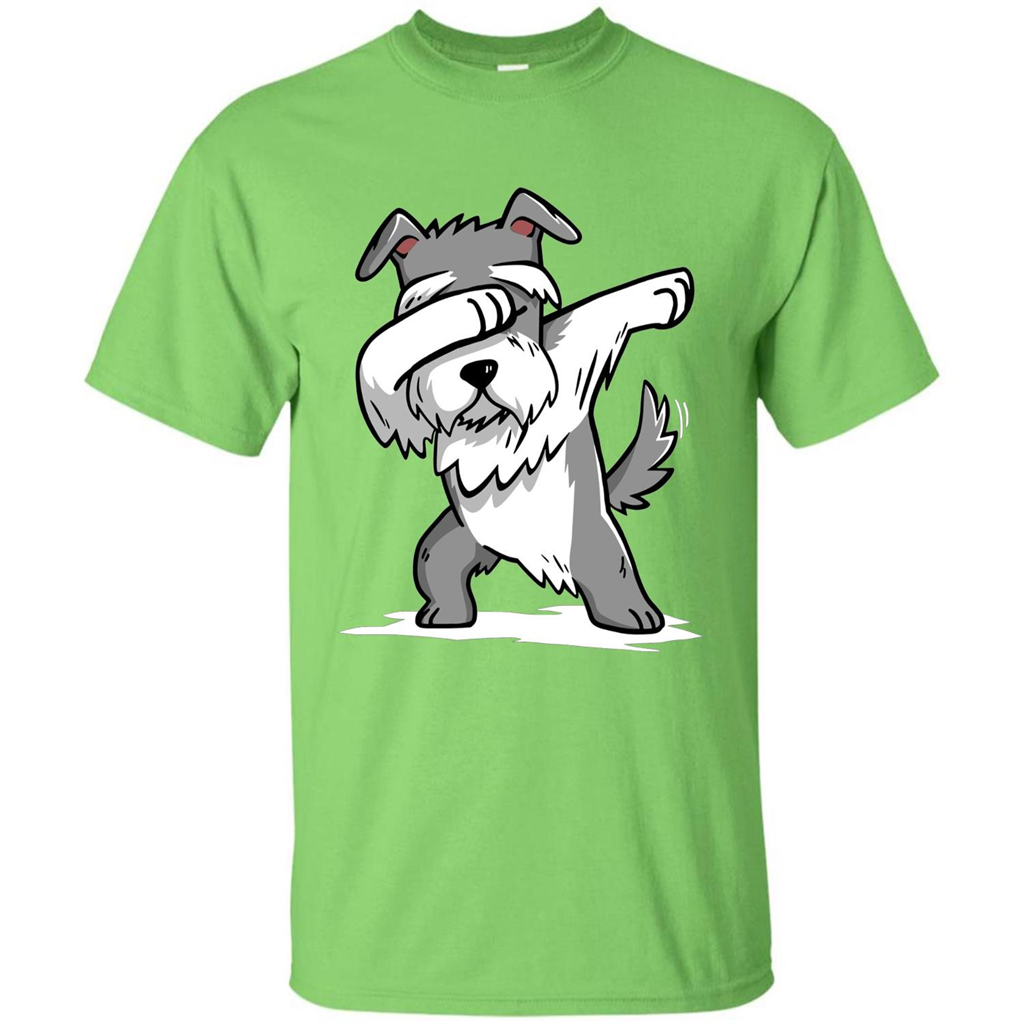 Schnauzer Cute Dabbing T-Shirt Funny Dab Dance Gift T-shirt Lime