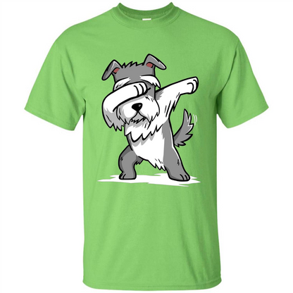 Schnauzer Cute Dabbing T-Shirt Funny Dab Dance Gift T-shirt Lime