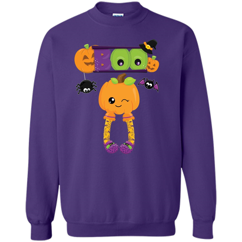 Cute Halloween Boo T-Shirt with Pumpkins-Party T-shirt Purple