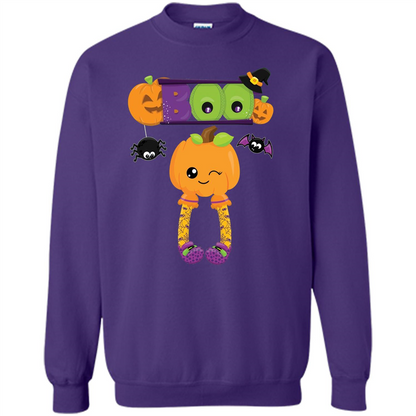 Cute Halloween Boo T-Shirt with Pumpkins-Party T-shirt Purple