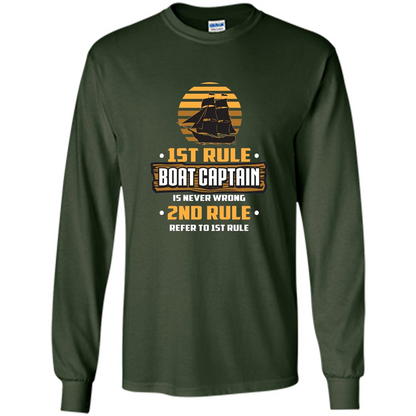 Funny Boat Captain Rules T-shirt Boat Captain Is Never Wrong Forest Green