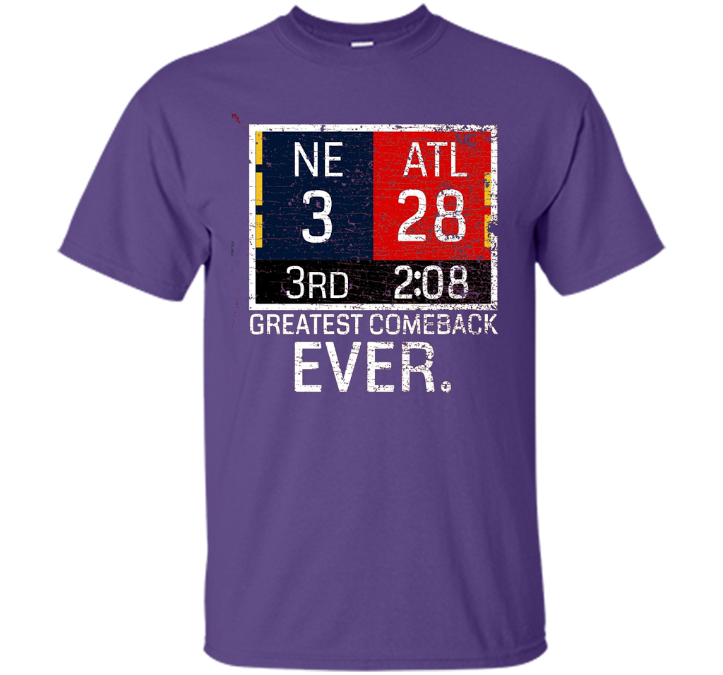 New England 3 - Atlanta 28 T-shirt - Greatest Comeback Ever T-shirt Purple