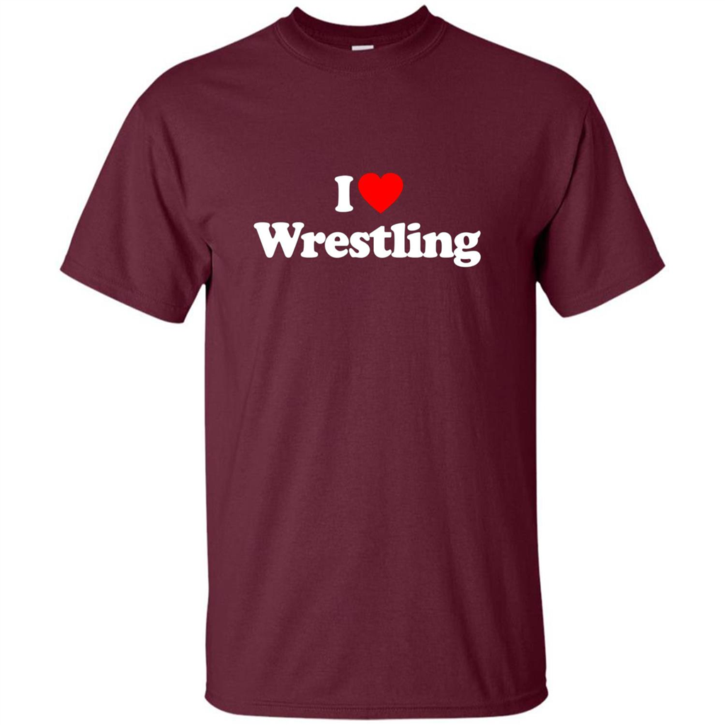 I Love Wrestling T-shirt Maroon
