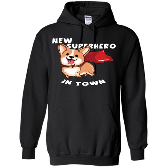 Corgi Doggy T-Shirt New Superhero In Town T-shirt Black