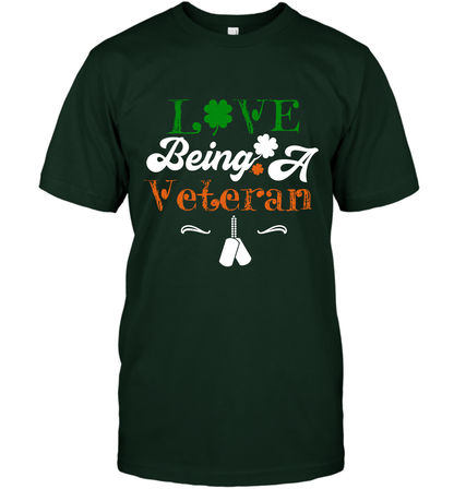 Love Being A Veteran Saint Patricks Day Shirt T-Shirt Forest Green