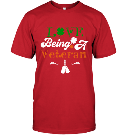 Love Being A Veteran Saint Patricks Day Shirt T-Shirt Red