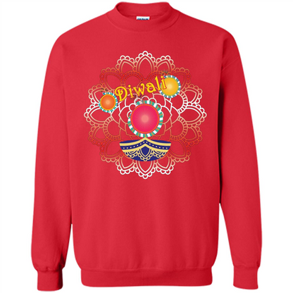Diwali T-shirt Vibrant Rangoli Lamp And Firecrackers Diwali Tshirt Red