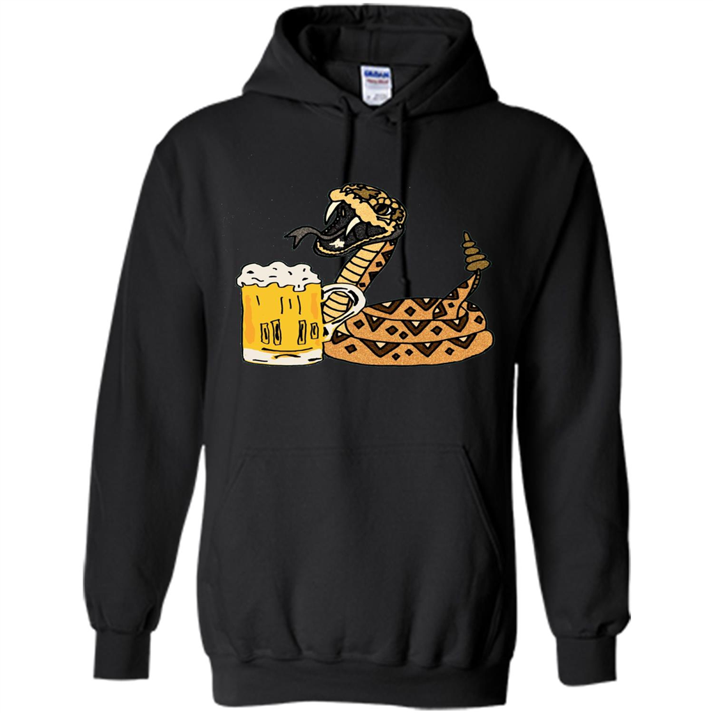 Smiletodaytees Funny Rattlesnake Drinking Beer T-shirt Black
