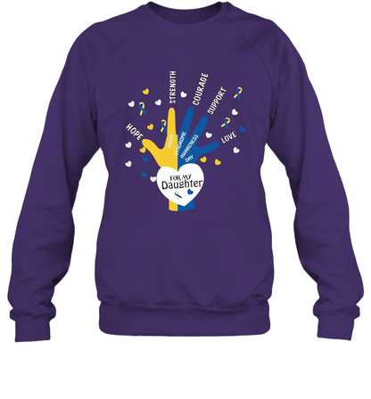 Hope Strength Courage Support Down Syndrome Awareness Day For My Daughter Shirt Sweatshirt Purple
