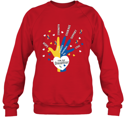 Hope Strength Courage Support Down Syndrome Awareness Day For My Daughter Shirt Sweatshirt Red