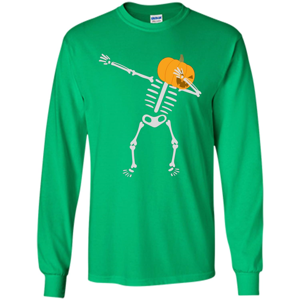 Dabbing Skeleton T-shirt Pumpkin Funny Halloween T-shirt Irish Green