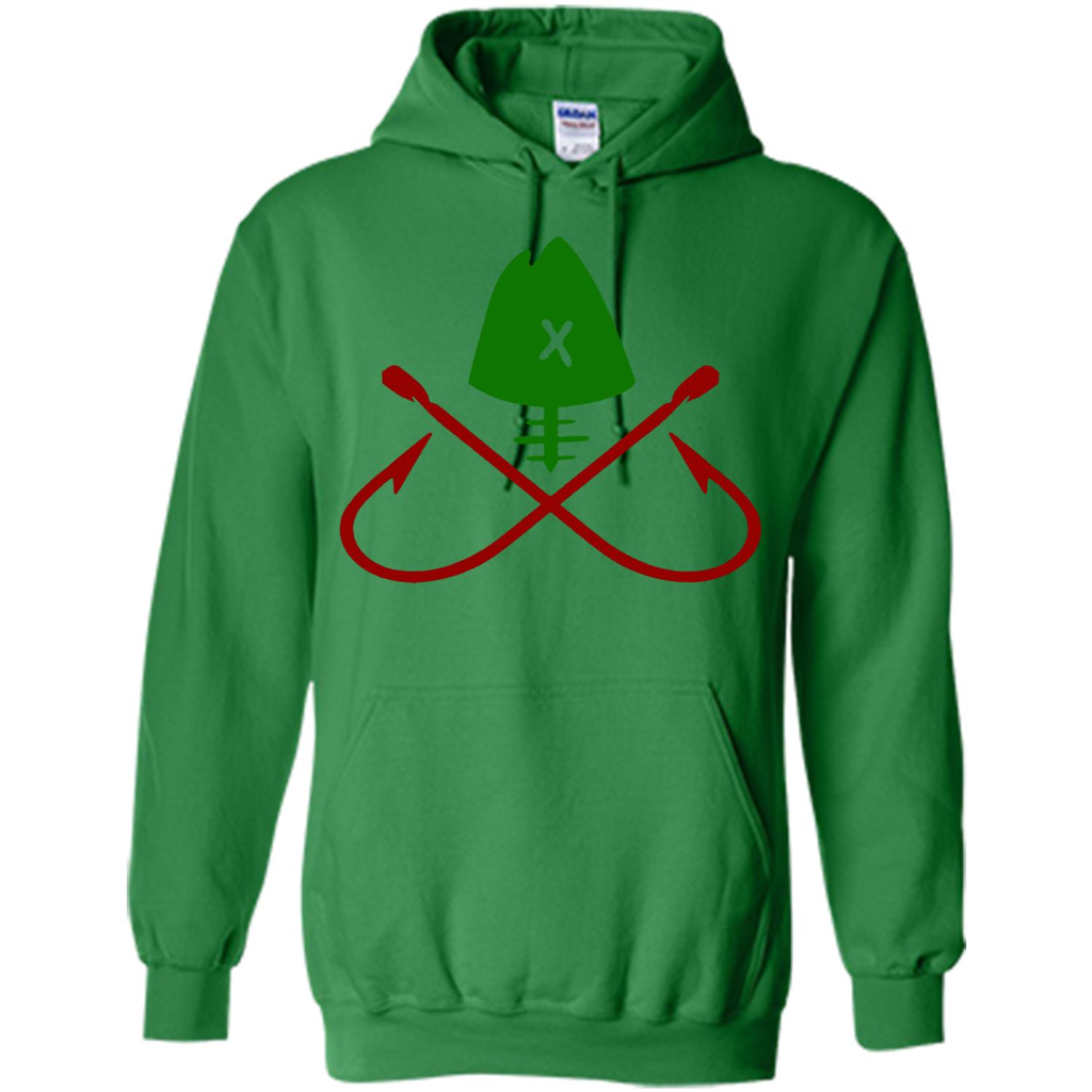 Fishing T-Shirt Skull And Crossed Hooks Irish Green