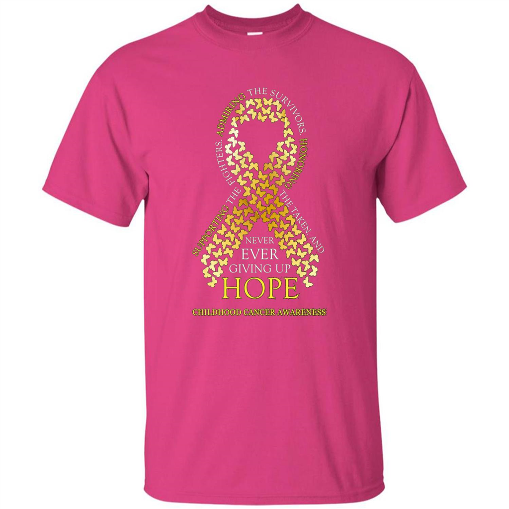 Childhood Cancer Awareness T-shirt Never Ever Giving Up Hope T-shirt Heliconia