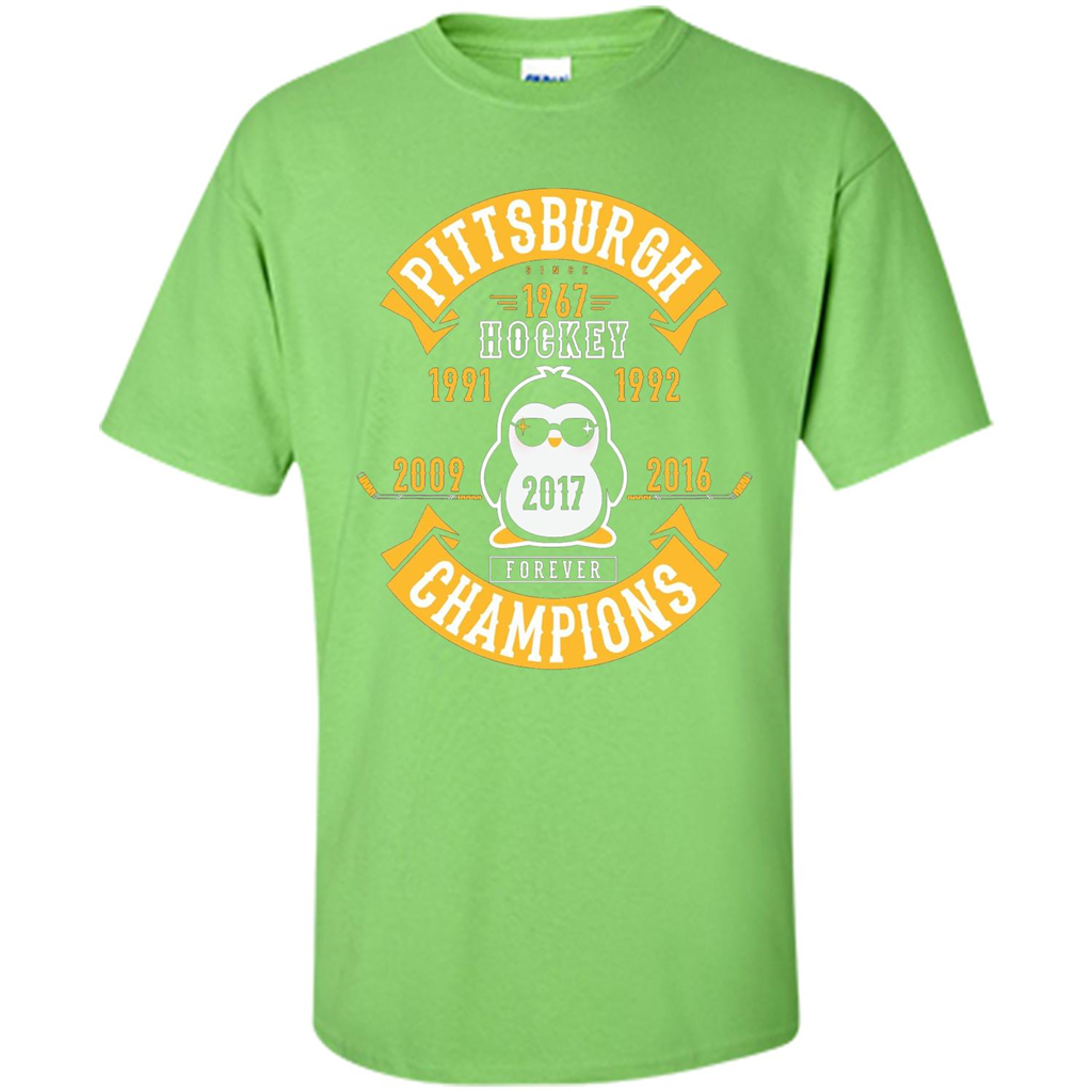 Pittsburgh Hockey 5 Times Cup Champions Cool Penguin T-shirt Lime
