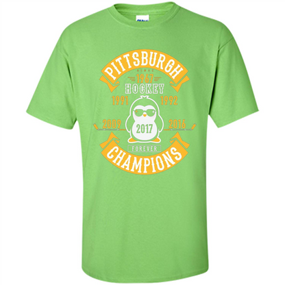 Pittsburgh Hockey 5 Times Cup Champions Cool Penguin T-shirt Lime