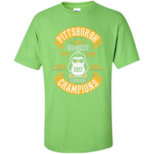 Pittsburgh Hockey 5 Times Cup Champions Cool Penguin T-shirt