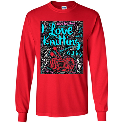 Knitting Wordcloud Knitter T-shirt Love Knitting Red