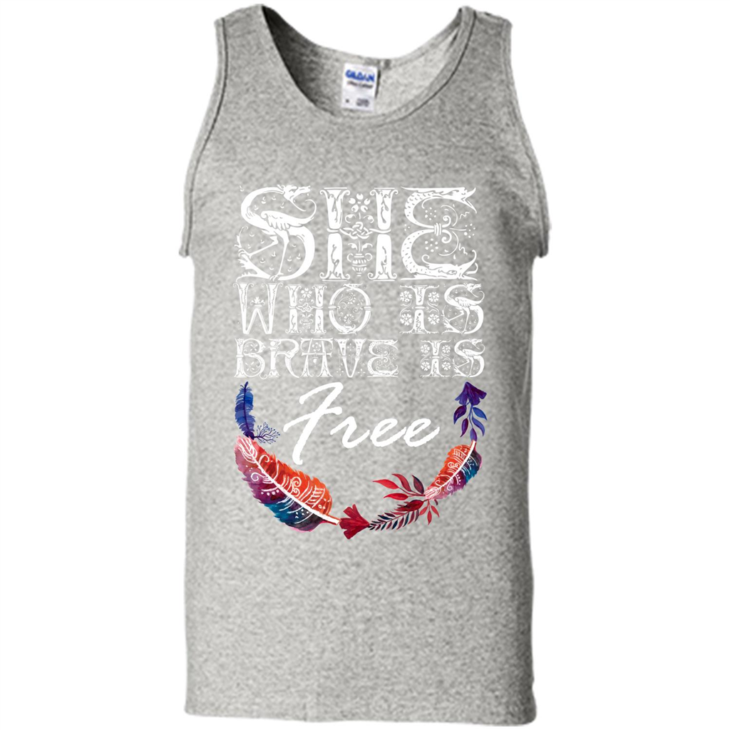 She Is Brave Is Free T-shirt Ash