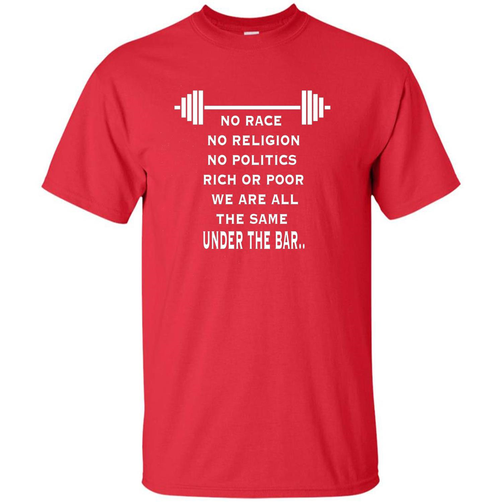 No Hate Weightlifting T-shirt No Race No Religion No Politics Rich Or Poor Red