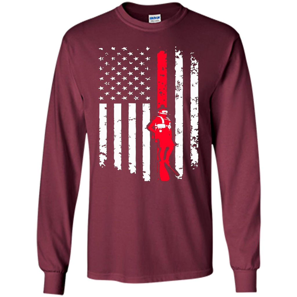 The American Flag Scuba Diving T-shirt Maroon
