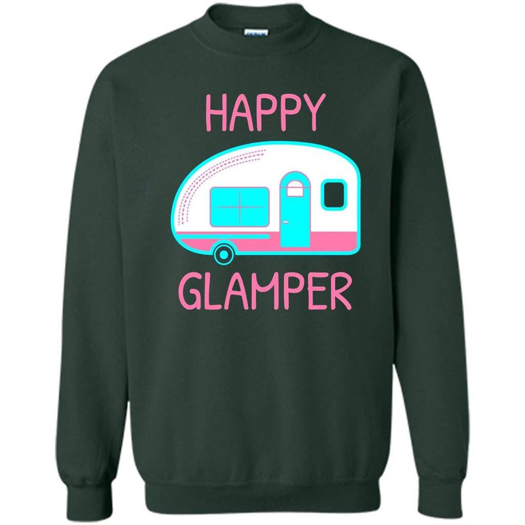 Happy Glamper - Glamping Camping Gift Idea T-Shirt Forest Green