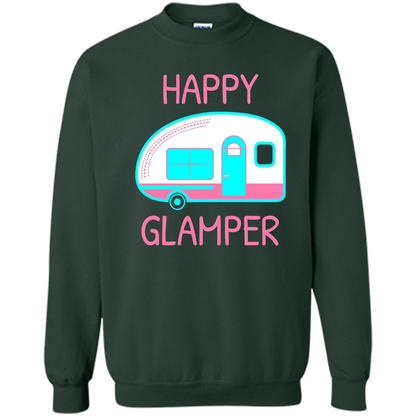 Happy Glamper - Glamping Camping Gift Idea T-Shirt Forest Green