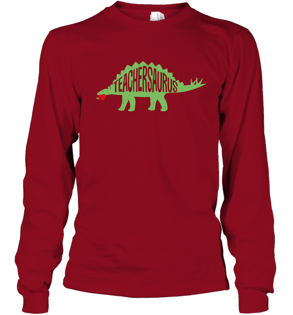 Teachersaurus Teacher Saurus Shirt Long Sleeve T-Shirt Long Sleeve T-Shirt Cardinal Red