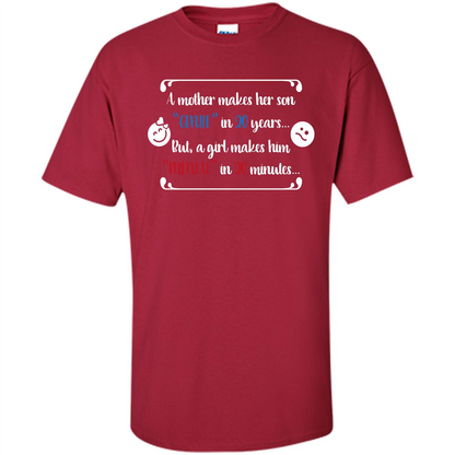 Funny T-shirt A Girl Makes Him Mental In 20 Minuutes Cardinal