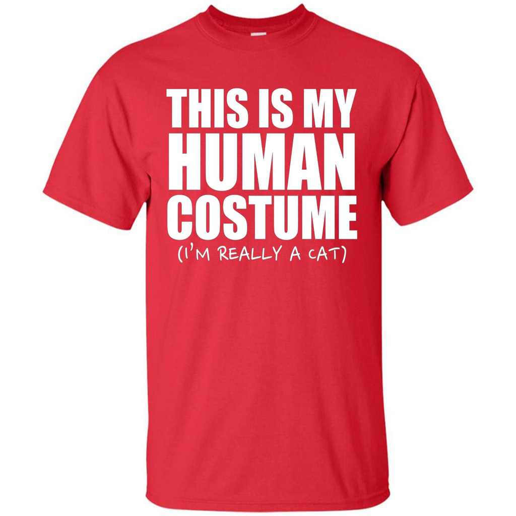 This Is My Human Costume I'm Really A Cat Halloween T-Shirt Red
