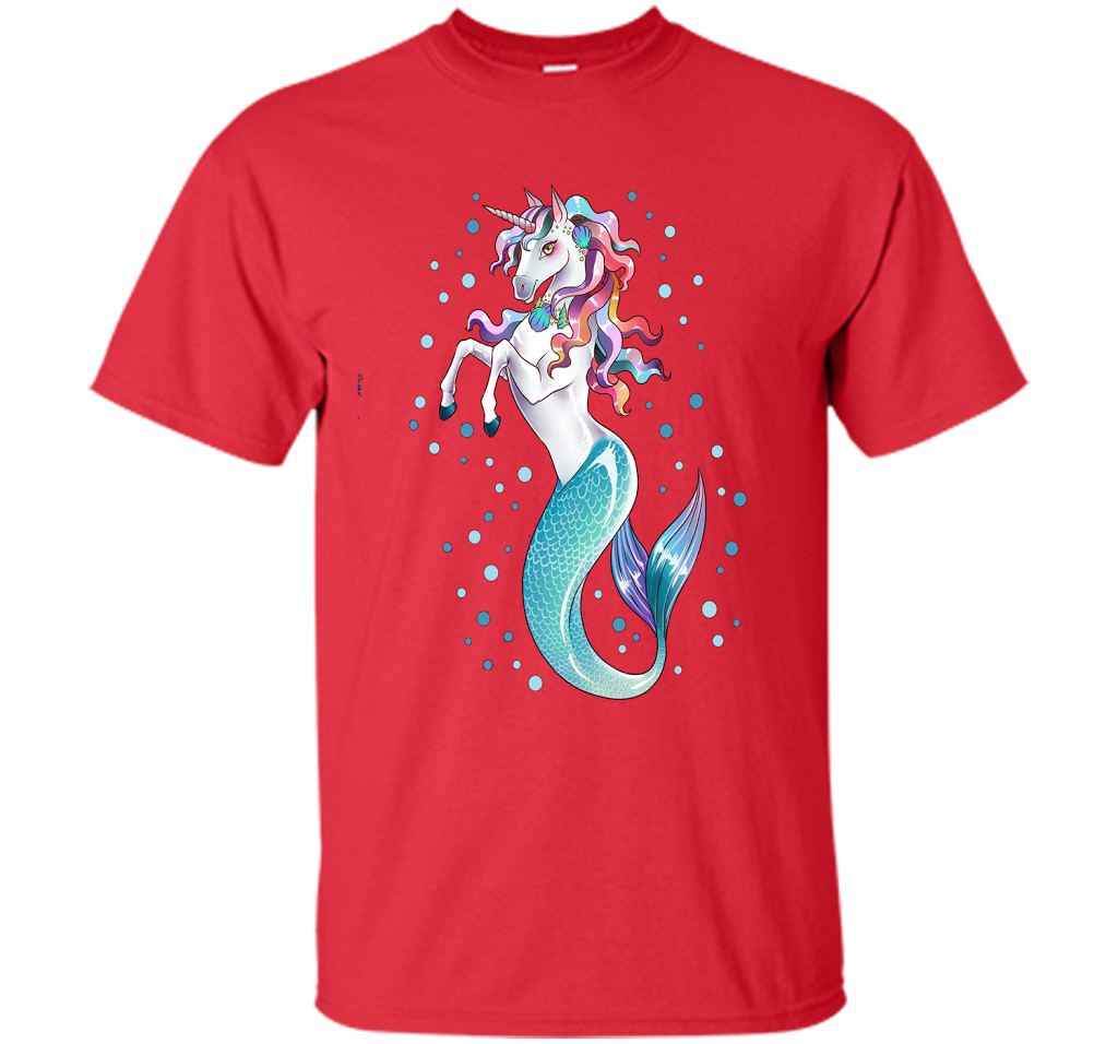 Unicorn Mermaid Mermicorn Cute T-shirt For Kids Red