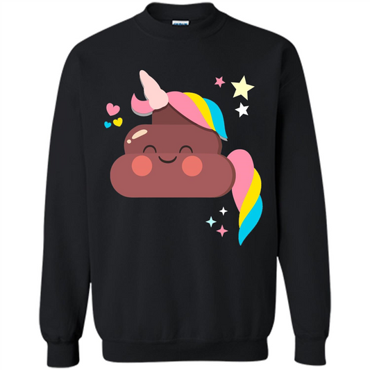 Emoji Happy Unicorn Poop Funny T-shirt Black