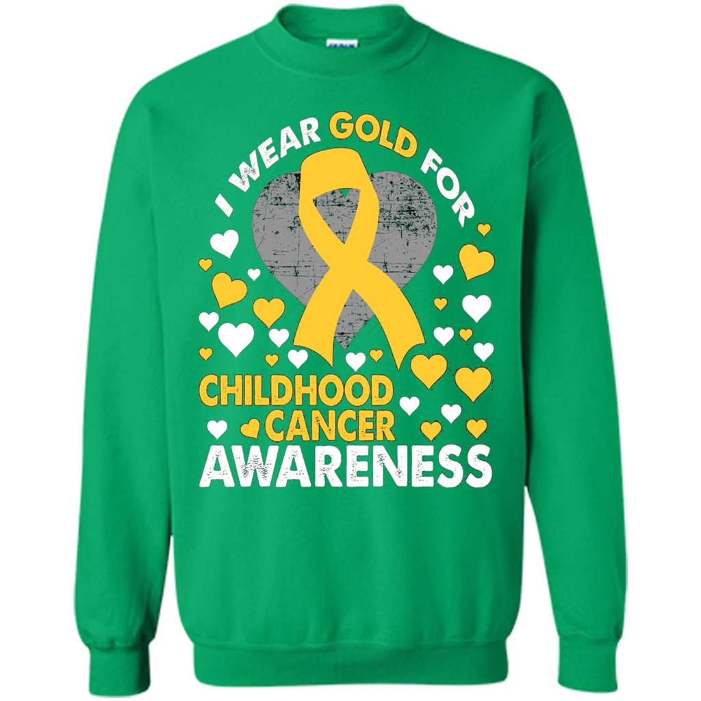 I Wear Gold For Childhood Cancer Awareness T-shirt Irish Green