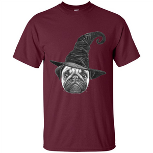 Pug Lover T-shirt Pug In Witch Hat Halloween T-Shirt