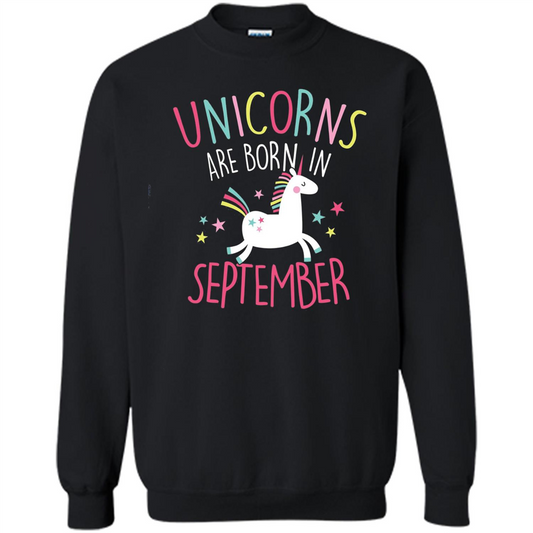 September Birthday T-Shirt Unicorns Are Born In September Black