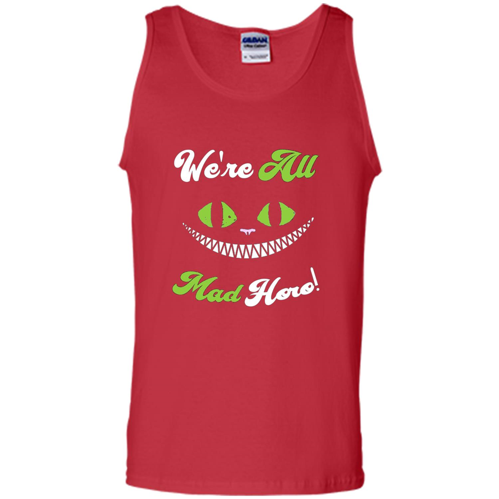 We're All Mad Here T-shirt Funny Cat T-shirt Red
