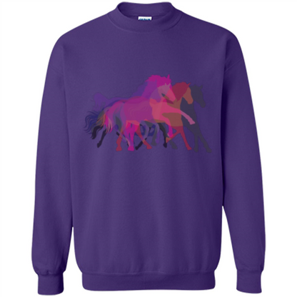 Beautiful Shadow Horses T-shirt Purple