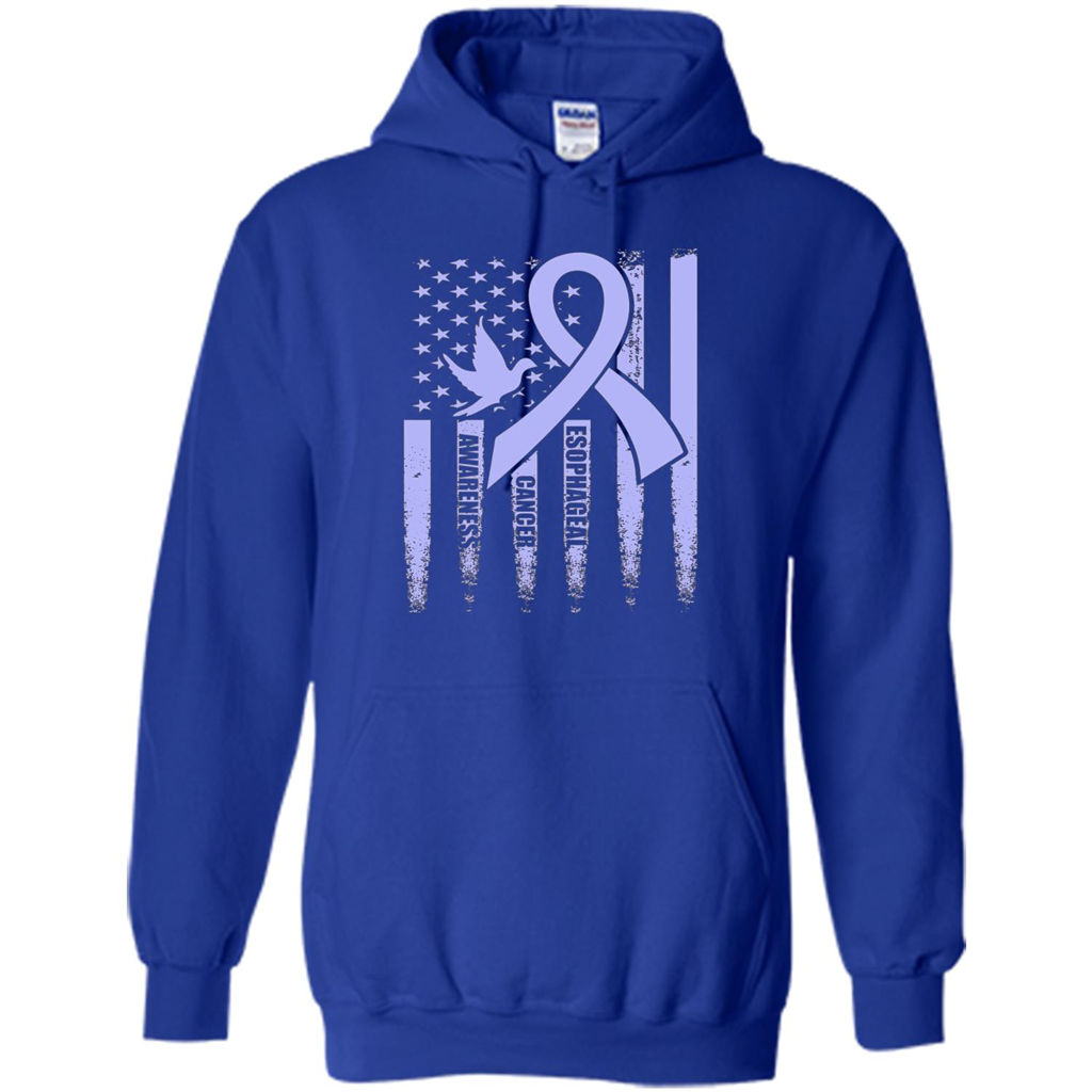 Esophageal Cancer USA Flag Periwinkle Ribbon and Dove T-shirt Royal