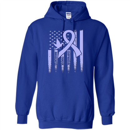 Esophageal Cancer USA Flag Periwinkle Ribbon and Dove T-shirt Royal