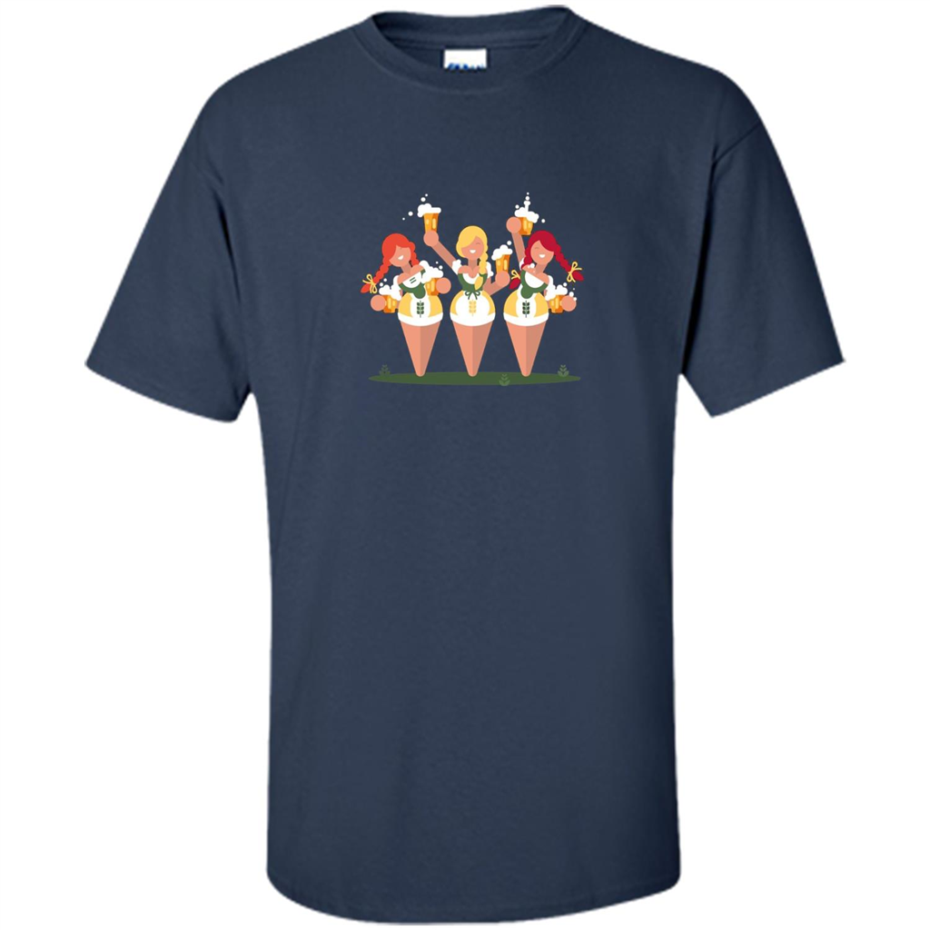 Girls with Steins Beers Oktoberfest T-shirt Navy